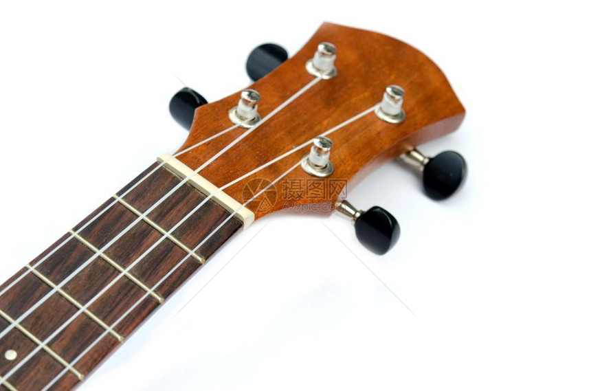 白色背景的ukulelele吉他尤克里经典的爱好图片