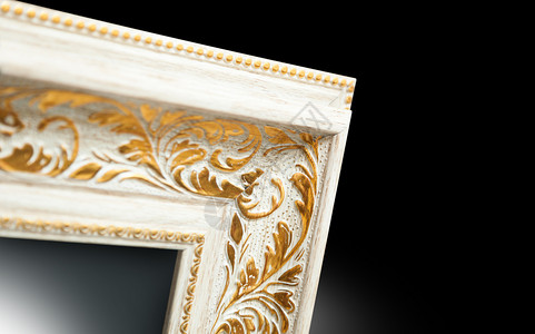木头白色的华丽古代风格镜像框原型面板状孔图片