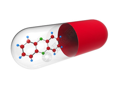 杂环原子环境的二恶英在药丸中的分子3D制成白隔绝化学设计图片