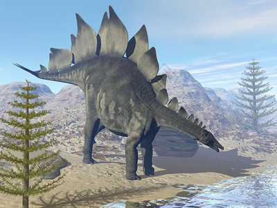 在沙漠中寻找水的恐龙3D化石为DD经过形象的荒野图片