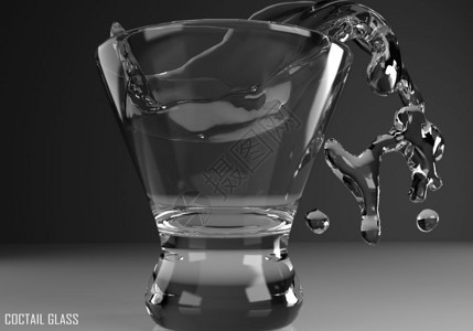 滨水酒吧实际的鸡尾酒干净暗底色3D插图三维设计图片