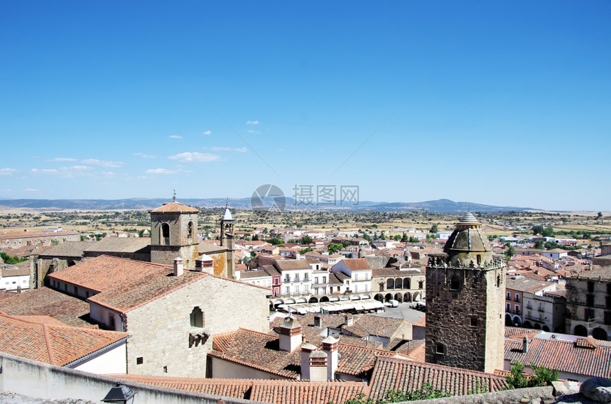 西班牙语中世纪Trujillo镇的景象老省图片