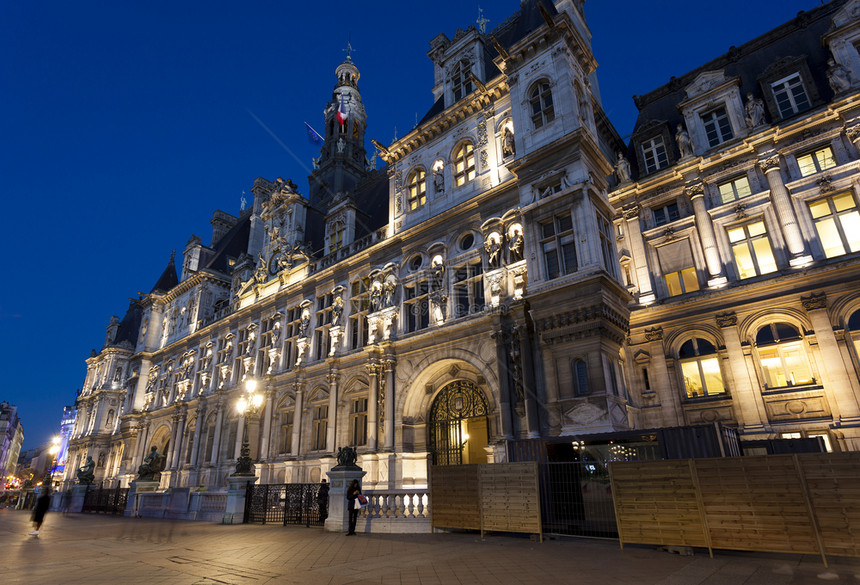 城市晚上老的法国巴黎市议会法国图片