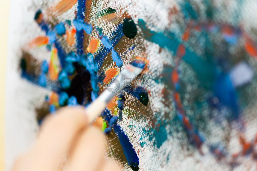 印象派艺术家绘画对布刷孔的剪贴工作室丙烯酸纤维图片