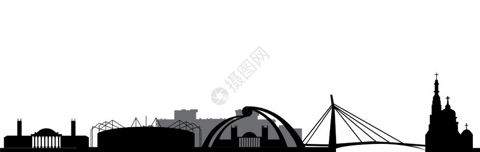 张家界玻璃桥天空城市线Dallas插图用黑白达拉斯城市天线插图美国设计图片