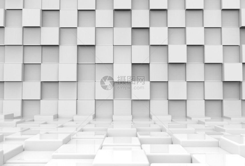 堵塞现代的盒子3d使现代未来白色广场圆方块堆叠墙壁和地底背景图片