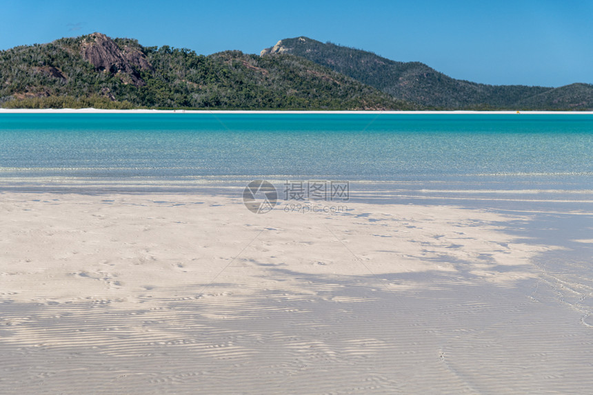 热带澳大利亚Whitsunday群岛的白海滨滩圣灵降临节夏天图片