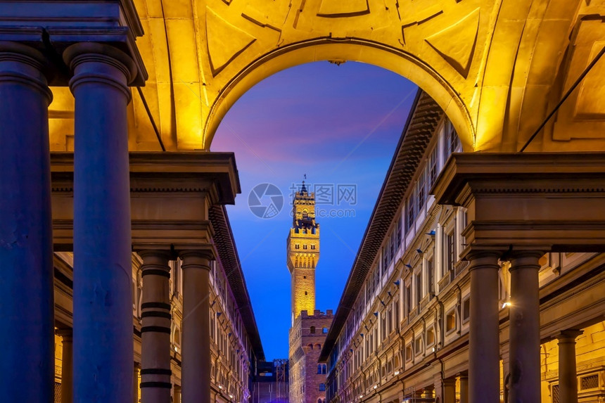 意大利托斯卡纳佛罗伦萨市中心的PalazzoVecchio城市的天际线建筑学图片