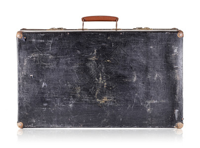 在白色背景上隔离的黑色旧式手提箱黑色旧式手提箱出去优质的包图片