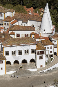 靠近一种地标葡萄牙里斯本附近的辛特拉葡萄牙的辛特拉宫葡萄牙王家前暑期住所教科文组织的世界遗产所在地之一Sintra宫图片