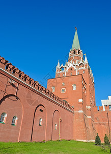 地标著名的Troitskaya塔或俄罗斯莫科克里姆林宫三一塔建筑学图片