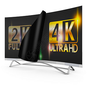 8k电视高清技术的现代电视屏幕上有2K和4K超HD刻录设计图片