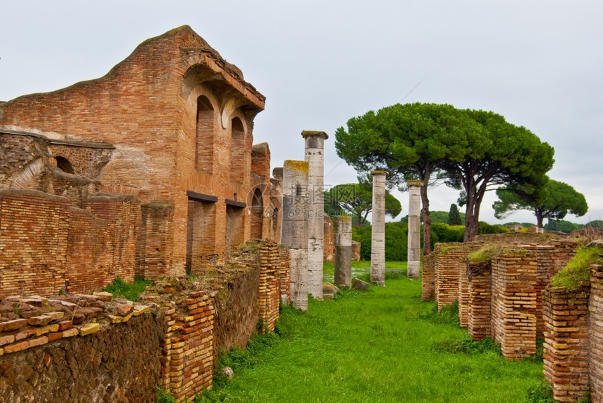 罗马奥斯提亚港曼废墟的奥斯提亚部分意大利语马赛克图片