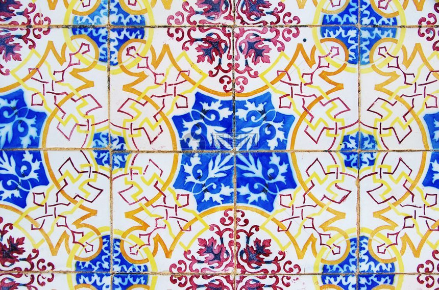 丰富多彩的阿祖莱霍传统瓷砖详细节葡萄牙陶瓷制品图片
