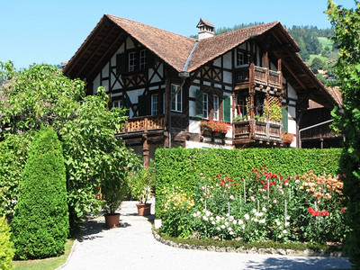 欧洲的假期传统木制瑞士之家旅游图片