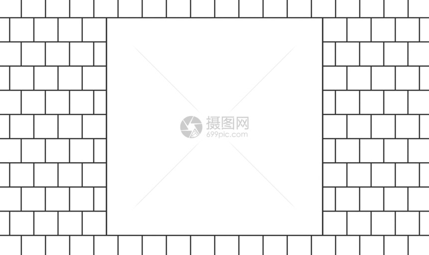 白方空挤在砖块墙壁背景的中间简单正方形复制图片