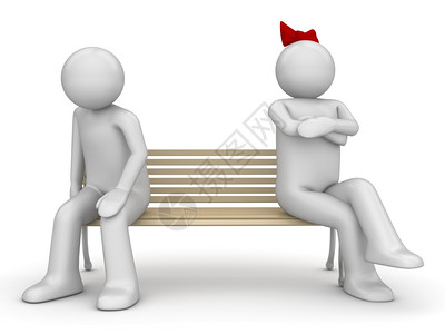 特点热情红色的男女在长椅爱情中人节日系列3D孤立人物图片