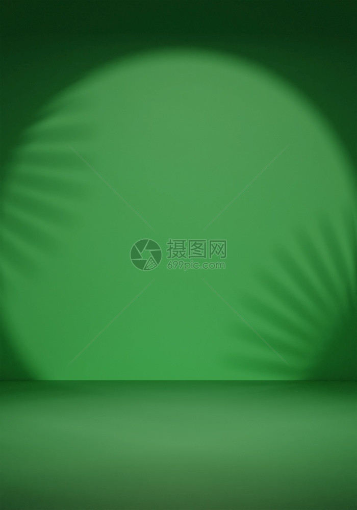 展示工作室最小的背景3D介面上的空绿色图片