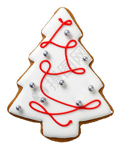 装饰品星圣诞节的姜饼干白背景隔离在上颜色图片