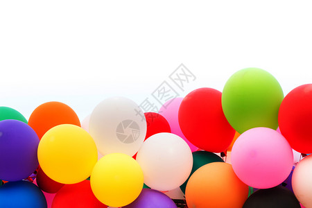 紫色的白背景气球多彩色派对庆典图片