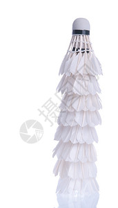 白色背景上孤立的白羽毛球穿梭孔雀堆尼龙白色的竞赛图片