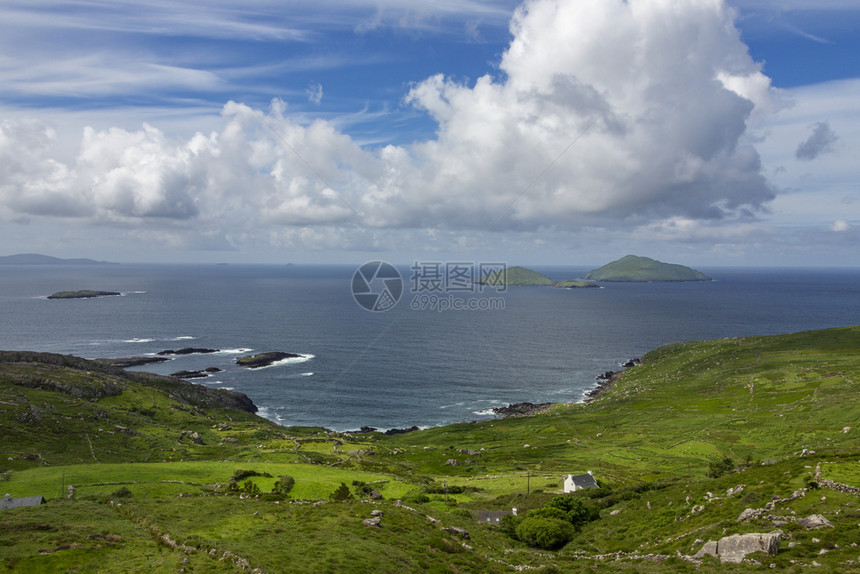 艾伦一种沿海爱尔兰西海岸大洋野生航线的一部分Kerry环上的景色海岸观爱尔兰西海岸的Kerry环图片