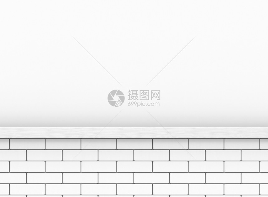 长方形3d复制空间水泥背景的白色长矩形砖块墙壁干净的质地图片