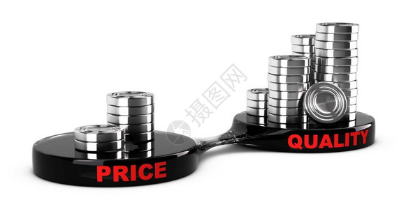 价格对比分为抽象的相对于质量概念价格与质量概念抽象硬币堆积在一起种增值产品的商业成本管理概念形象高质量低成本对比设计图片