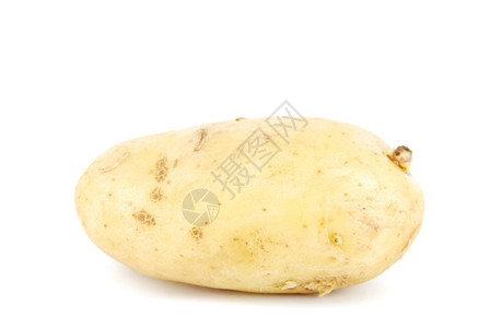 食物白色背景上隔离的一块无皮黄土豆植物块茎图片