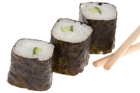 传统的鱼营养白纸上隔绝的寿司和筷子图片