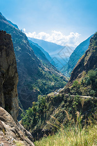 自然尼泊尔喜马拉雅山美丽的地景观电路谷图片