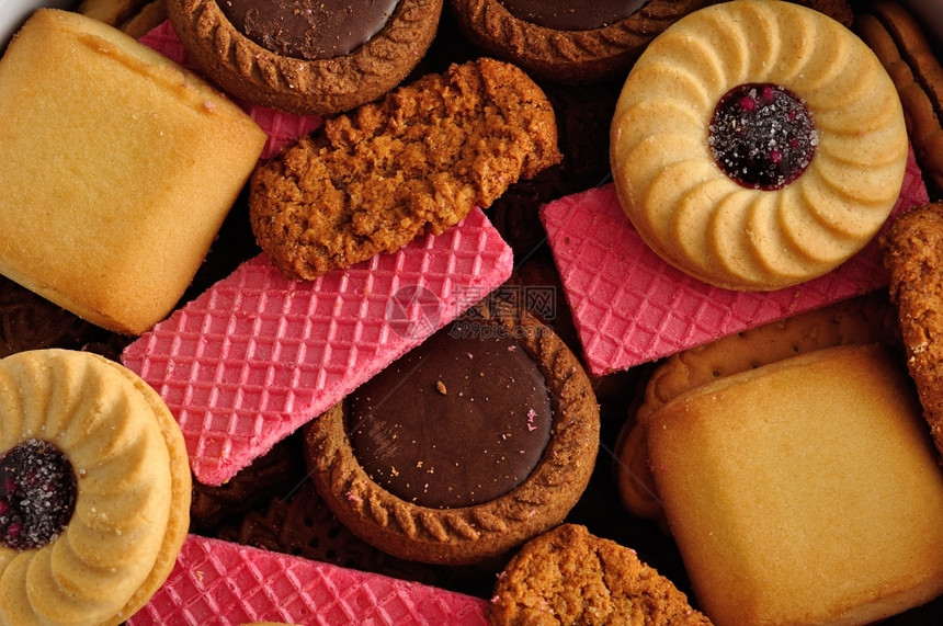 多种样的饼干棕色正方形咖啡图片