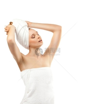 干洗好澡的妇女图片