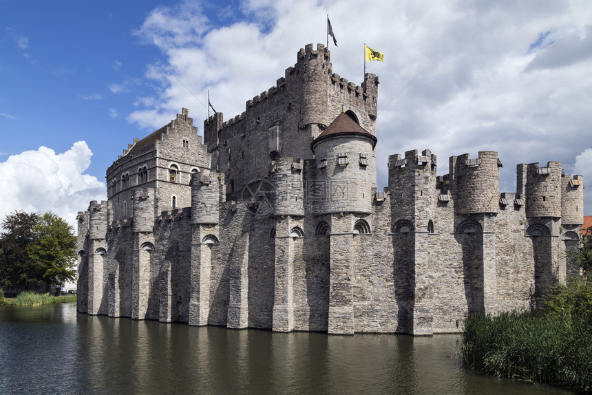 格拉文斯提Gravensteen比利时根特市的中世纪城堡目前的是180年由阿尔萨斯的菲利普伯爵在180年建造的以取代一个九世纪的图片