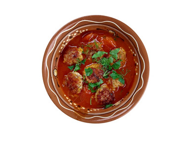 土耳其人Eksilikofte美味的土耳其家庭用番茄酱做的肉丸传统吃图片