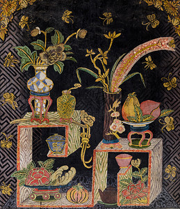 绘画泰国曼谷寺庙墙上古老的风格泰壁画艺术笏装饰图片