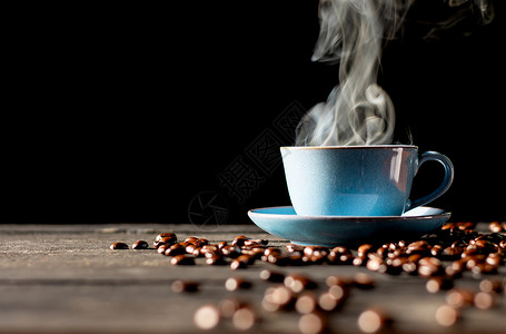 一杯热咖啡咖啡豆高清图片素材