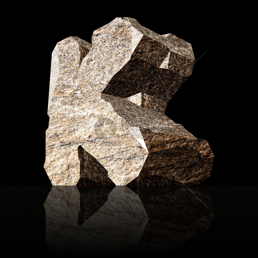 三维石块字母K的图像自然信单身的图片