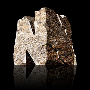 山排版三维石块字母N的图像信图片