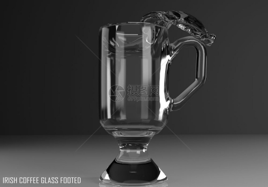 饮料深底的黑咖啡玻璃3D插图满的干净图片