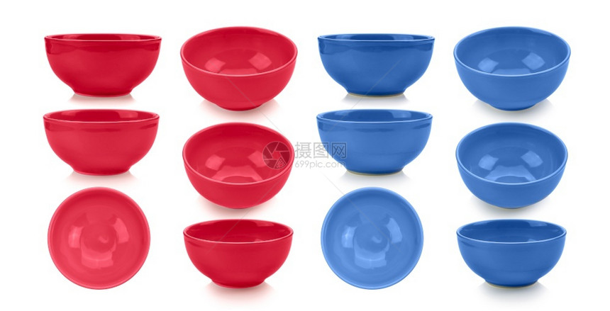 颜色白背景中隔绝的陶瓷碗红色单身图片