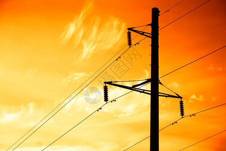 明亮的夕阳电力线背景夕阳电力线背景高清目的力量图片