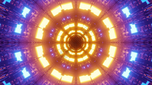 黄色圆形光束时空隧道运动轨迹光束运动设计图片
