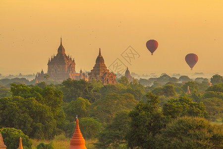 缅甸日落时的风光图片