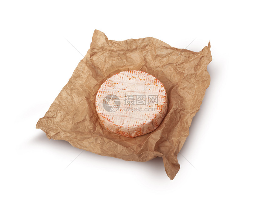架子一种标签新鲜的三奶乳酪是天然的在棕纸背景上图片