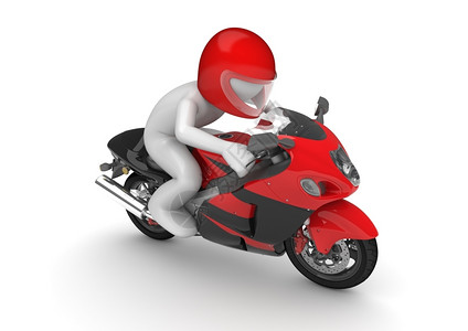 叉运动员白色背景字符系列中孤立的3D摩托车骑手人形图片