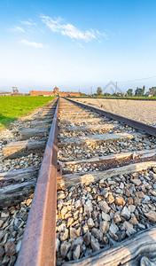 奥斯威辛Birkenau集中营著名的铁路门博物馆背景图片