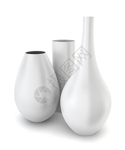 现代的一组三个花瓶3D白色背景插图清除白色的图片