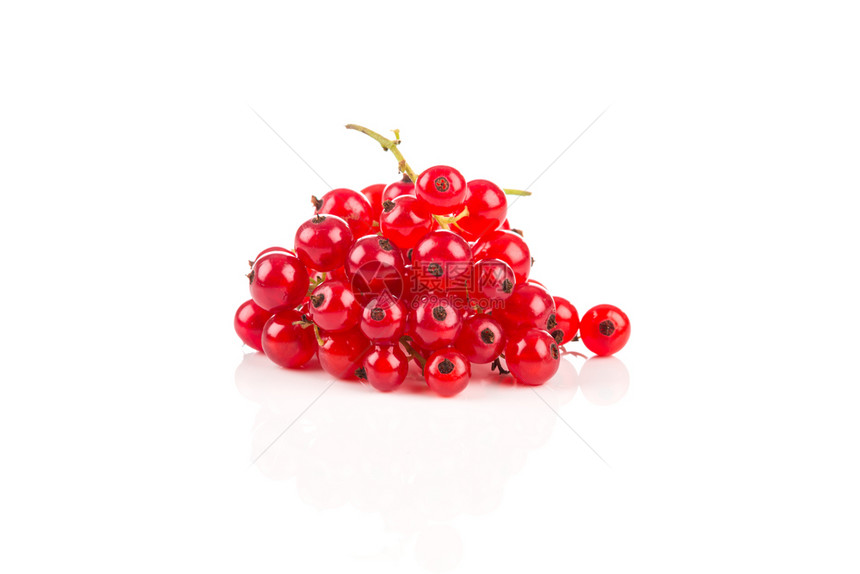 红醋栗多汁的自然白色背景红花草莓孤立于白底图片