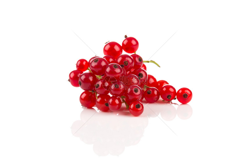 红醋栗健康维他命白色背景的红花草莓孤立于白底图片